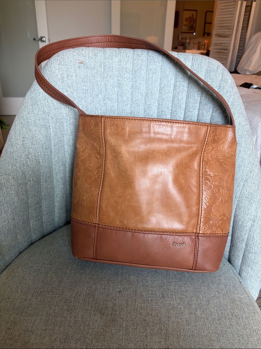 The Sak Cognac Brown Leather Hobo Tote